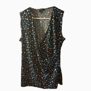 ^George l print faux wrap SL top 4-6 small